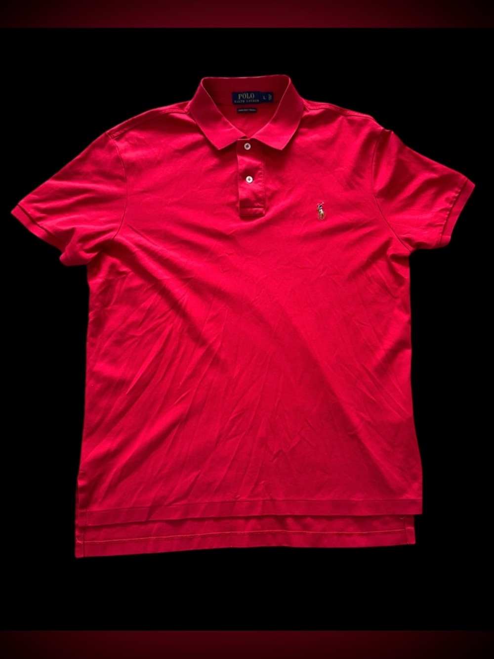 Polo Ralph Lauren Men’s Large Red Pima Soft Touch Polo Shirt Pony Logo EUC